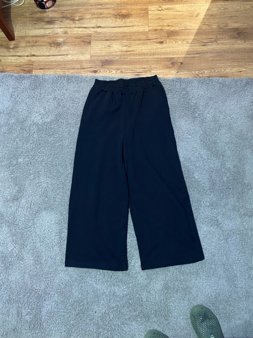 Black baggy sweatpants Elastic Waist Straight-Leg Pants